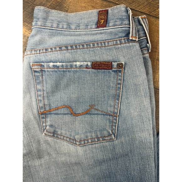 7‎ For All Mankind Lowrise Bootcut Jeans Distressed 29 100% cotton USA - Picture 3 of 7